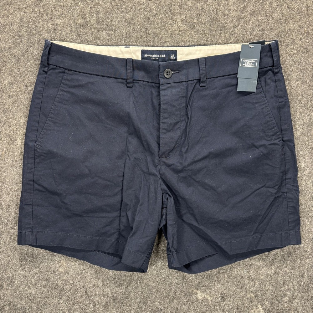 Abercrombie and Fitch Chino Shorts Men's 34 x 5" Inseam Blue Stretch New